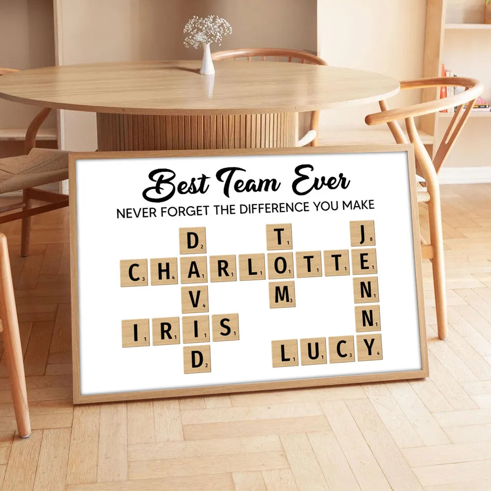 Personalized Team Appreciation Crossword Wall Art - Office Gift Poster or Canvas MagicInPrints