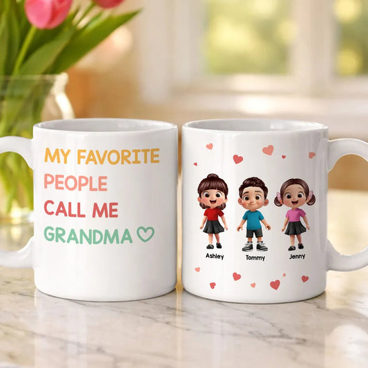 Personalized Grandma Mug for Family - Custom Cartoon Characters Cup MagicInPrints
