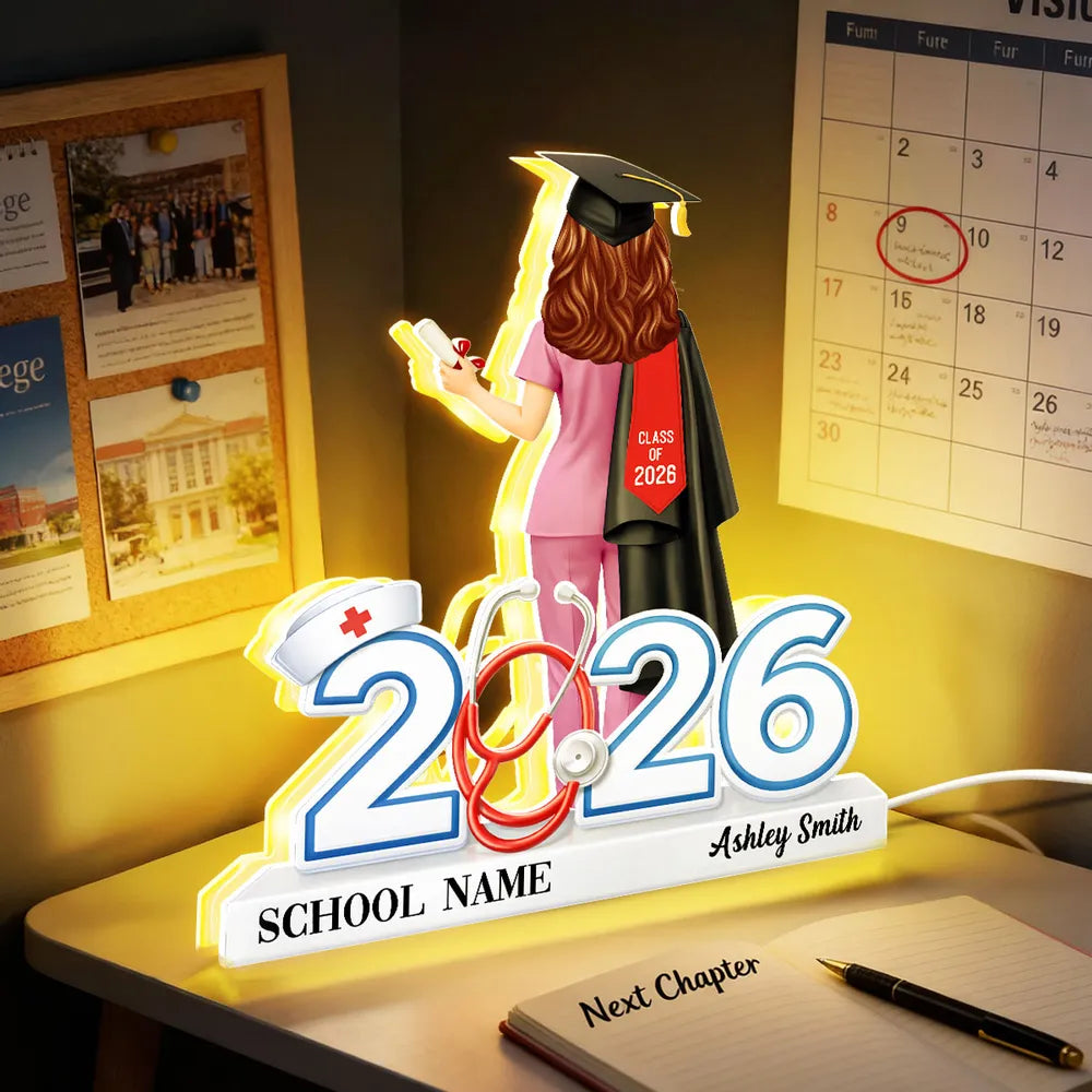 Personalized Nurse Graduation Light Up Sign for Class of 2026 - Perfect Gift for Nursing Graduates Plaque MagicInPrints