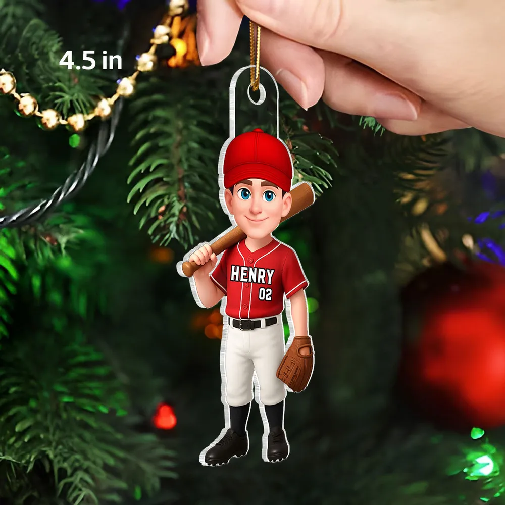Custom Baseball Player Ornament for Kids - Personalized Christmas Decor Ornament MagicInPrints