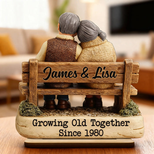 Personalized Elderly Couple Figurine - Growing Old Together Keepsake Gift Plaque MagicInPrints