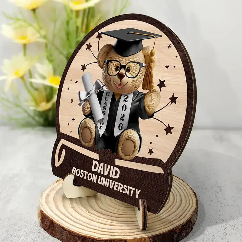 Personalized Graduation Teddy Bear Gift for Graduates - Class of 2026 Keepsake Plaque MagicInPrints