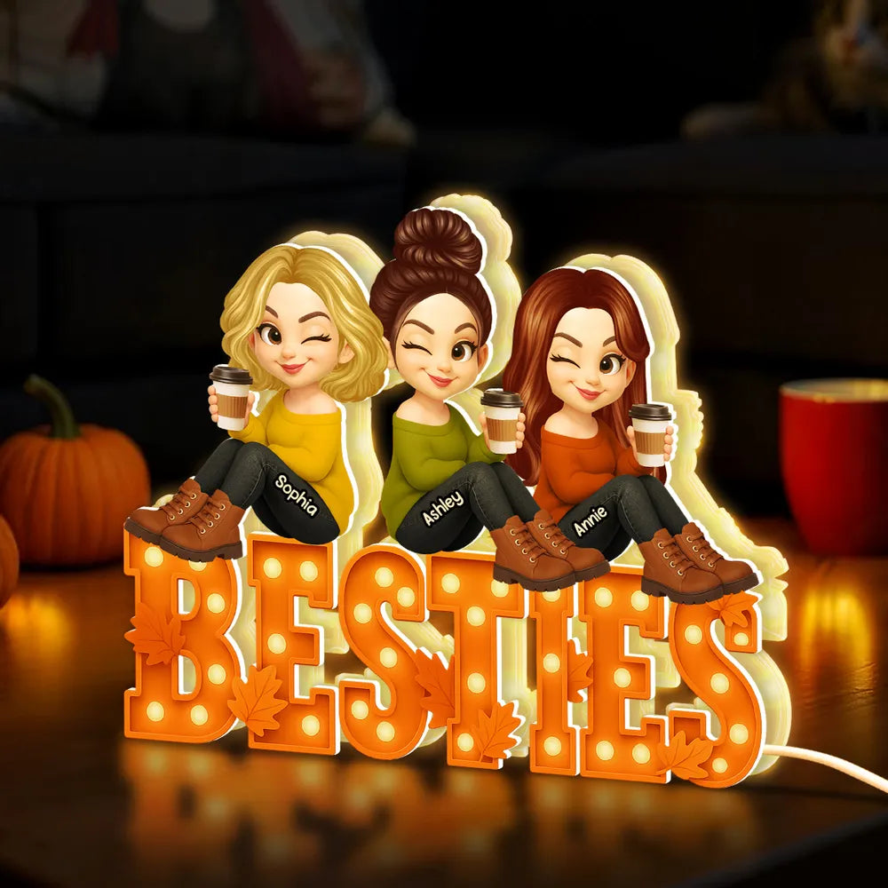 Personalized Besties LED Light for Friends - Cozy Home Decor Gift Plaque MagicInPrints