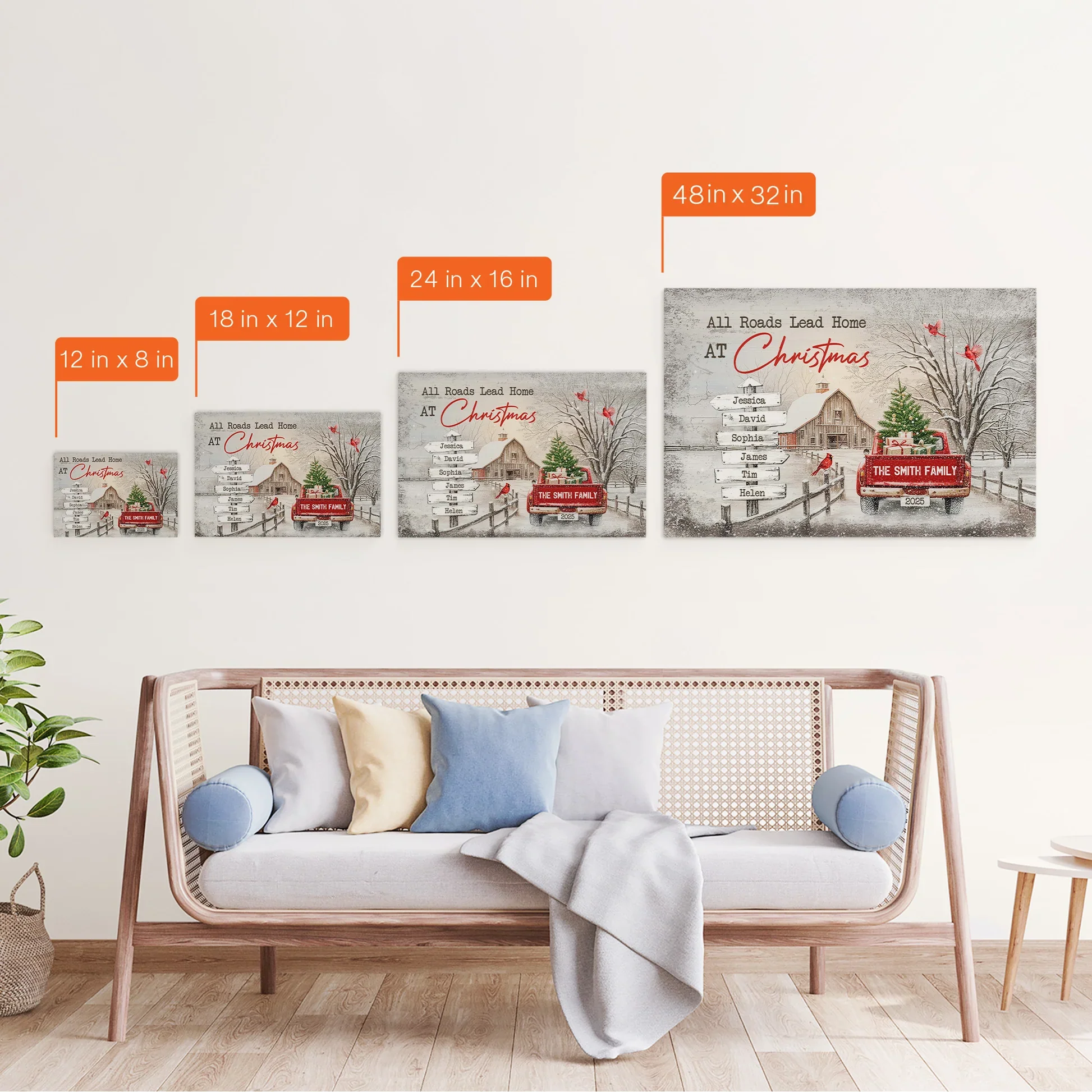 Personalized Family Christmas Canvas Art with Names - Holiday Home Decor Poster or Canvas MagicInPrints