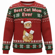 Load image into Gallery viewer, &quot;Best Cat Mom Ever&quot; - Customizable Ugly Sweater for Cat Lovers - Perfect Gift for Cat Moms AOP Products MagicInPrints
