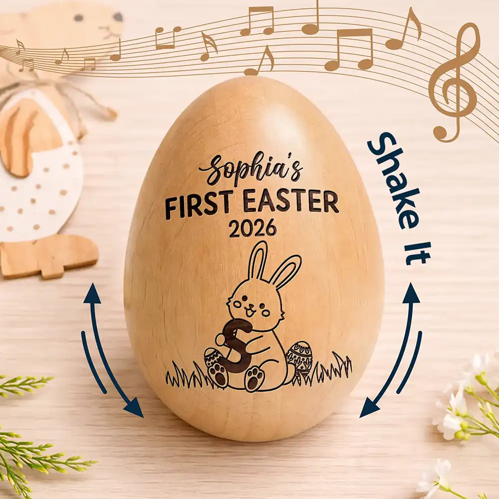 Personalized Wooden Easter Egg for Kids - First Easter Keepsake 2026 Musical Instruments MagicInPrints
