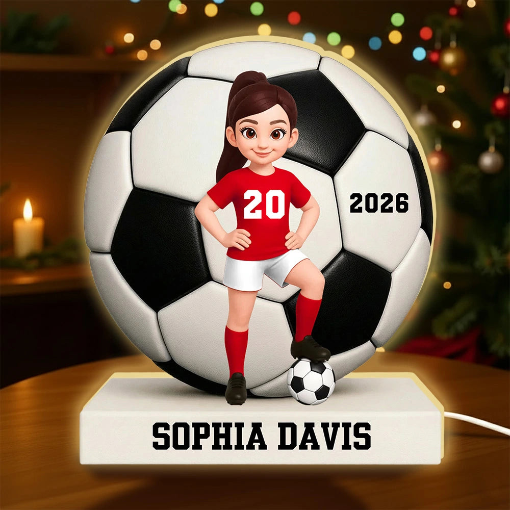 Custom Soccer Player LED Lamp for Kids - Personalized Sports Gift Plaque MagicInPrints