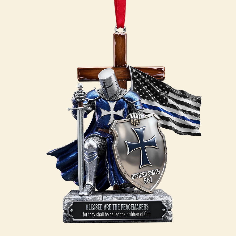 Police Knight Under God Ornament, Personalized Gifts For Police Officer, Captain, Sheriff,... Ornament MagicInPrints