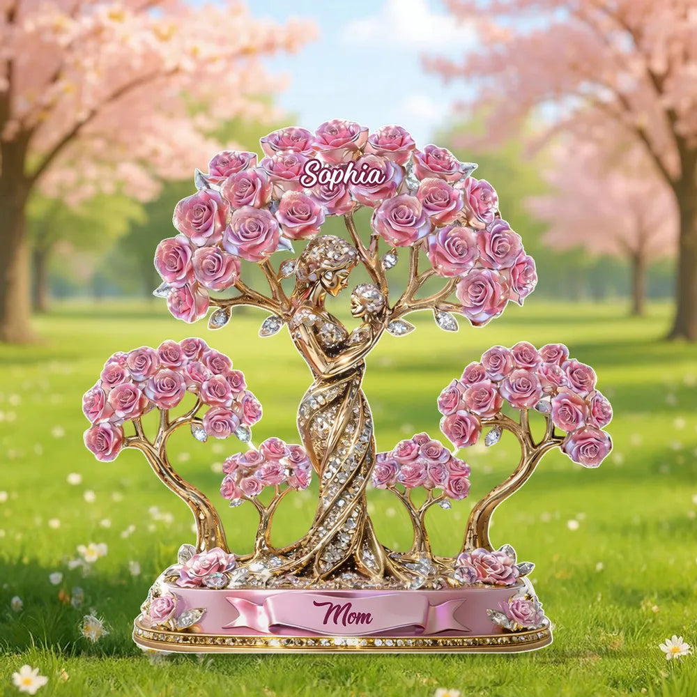 Personalized Rose Tree Sculpture for Mom - Elegant Mother's Day Gift Plaque MagicInPrints