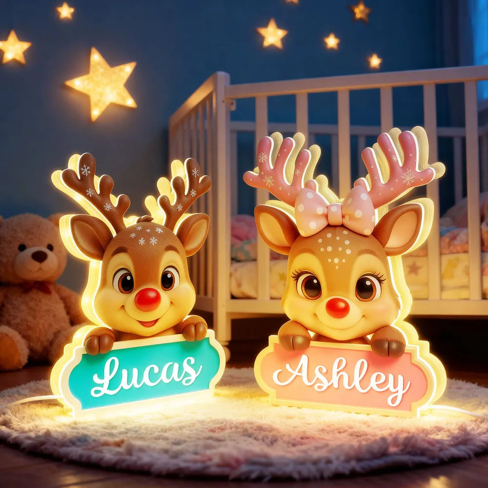 Personalized Reindeer Name Plaque for Kids - Christmas Decor Gift Plaque MagicInPrints