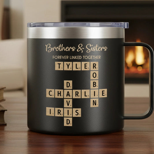 Personalized Family Mug for Siblings - Custom Names Crossword Design Cup MagicInPrints