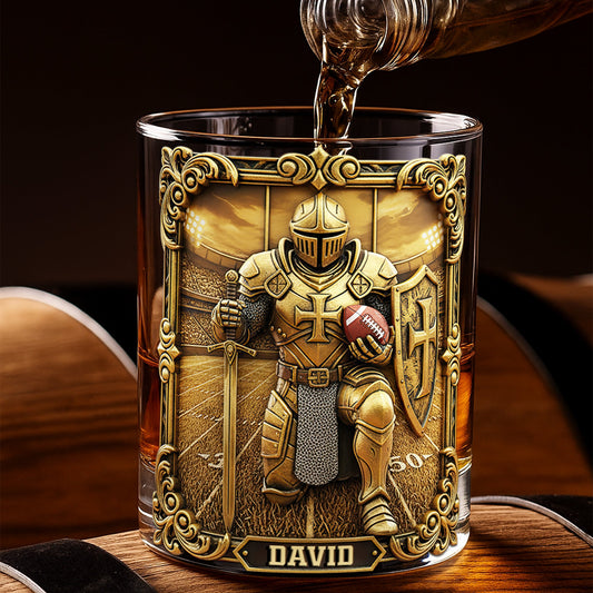Kneeling Knight Sports Drinking Glass - Personalized Gifts For Christian Whiskey Glass MagicInPrints