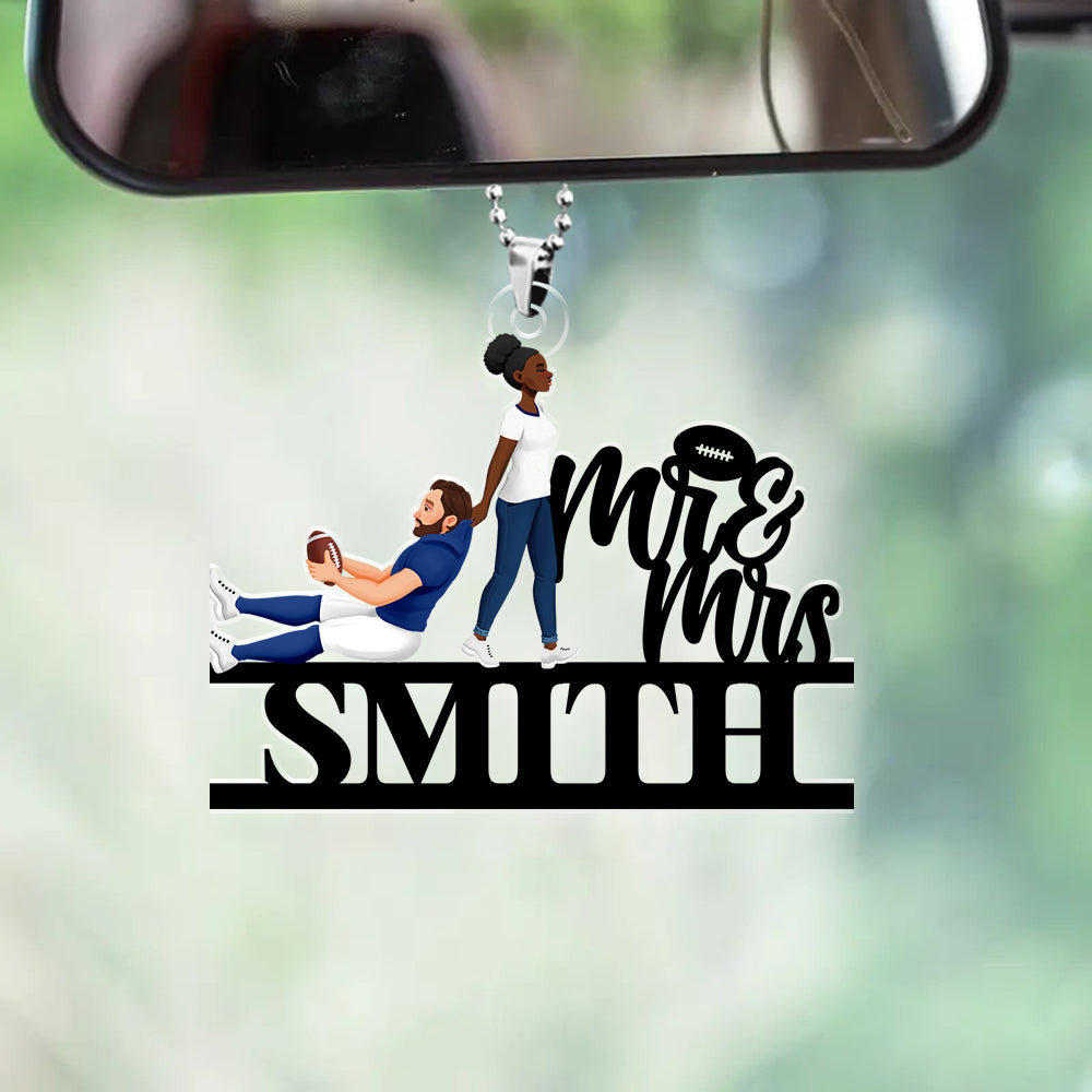 Personalized American Football Lover Car Ornament - Mr. & Mrs. Jones Ornament PopCulturePrints