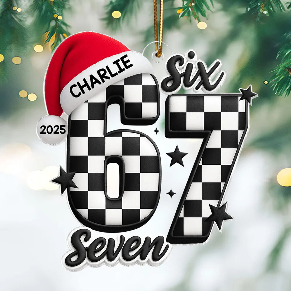 Custom Checkered Number Ornament for Christmas - Personalized Gift Decoration Ornament MagicInPrints