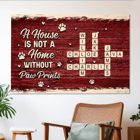 Custom Dog Lover Wall Art - Personalized Family Names Crossword Canvas - Home Decor Gift Poster or Canvas MagicInPrints