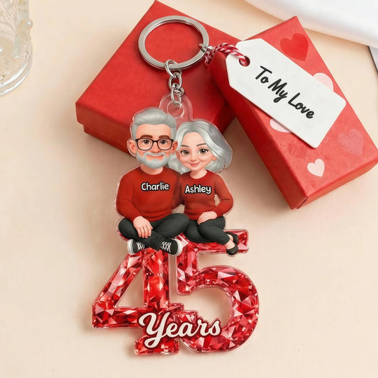 Personalized Couple Keychain Gift for Anniversary - 45th Year Celebration Keychain MagicInPrints