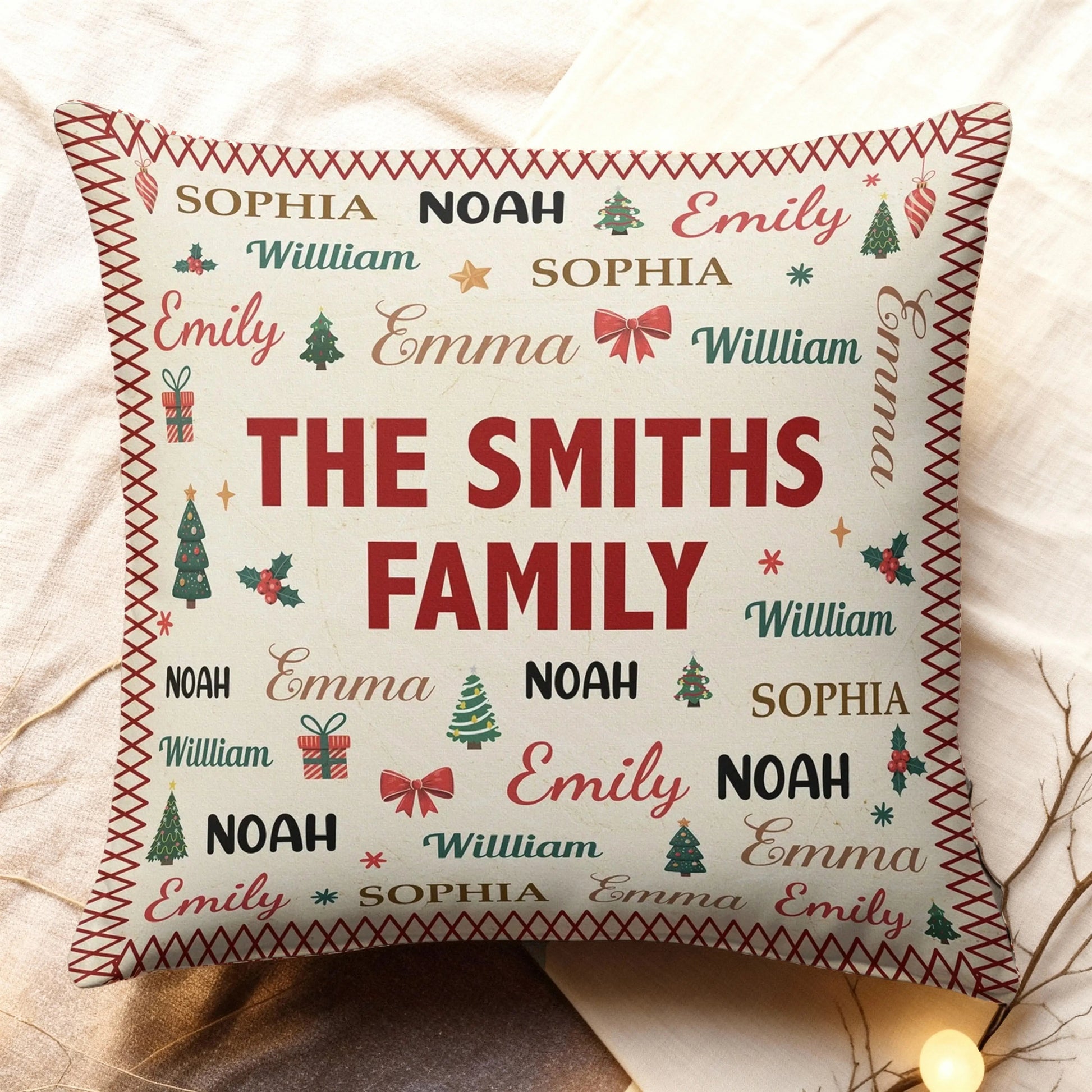 Personalized Family Christmas Throw Pillow for Home Decor - Holiday Gift Pillow MagicInPrints