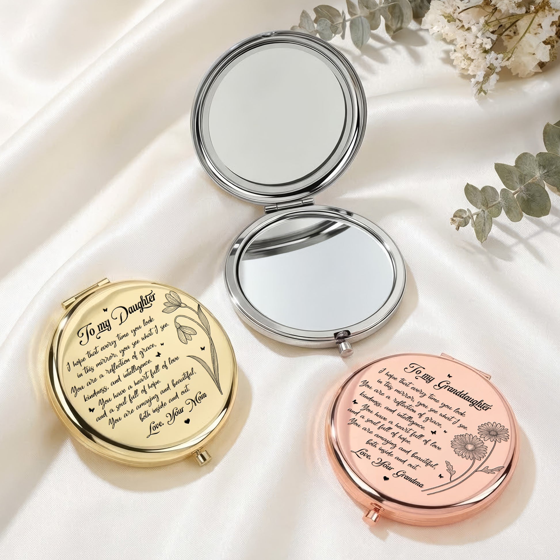 Engraved Compact Mirror for Daughter or Granddaughter - Sentimental Gift Beauty Tools MagicInPrints