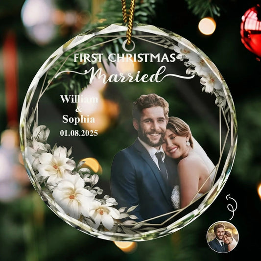 Personalized Wedding Ornament for Couples - First Christmas Married Keepsake Ornament MagicInPrints