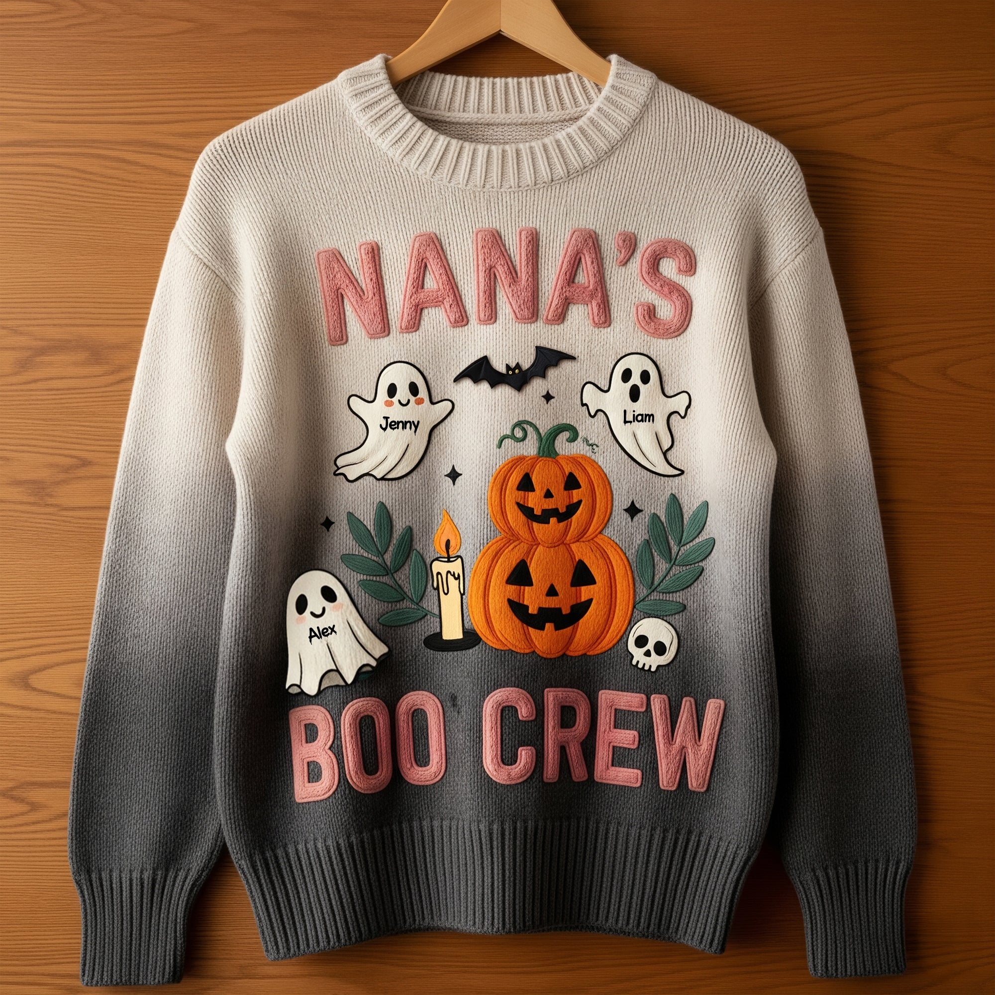 “Join the Boo Crew!” - Personalized Cute Grandma's Ugly Sweater, Perfect Gift for Grandma and Loved Ones Ugly Christmas Sweater PopCulturePrints