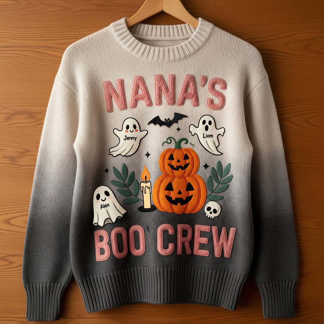 “Join the Boo Crew!” - Personalized Cute Grandma's Ugly Sweater, Perfect Gift for Grandma and Loved Ones Ugly Christmas Sweater PopCulturePrints