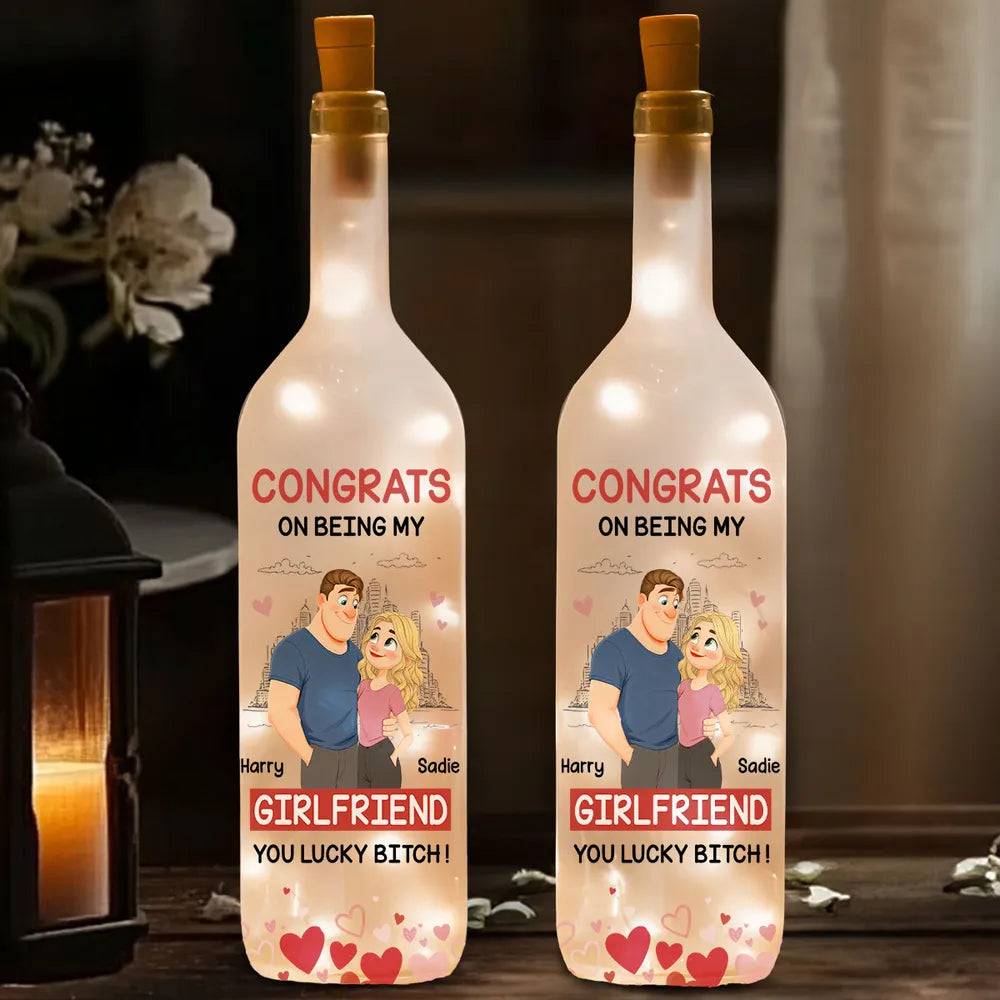 Personalized LED Bottle Lamp for Girlfriend - Romantic Gift for Anniversary Lamp MagicInPrints