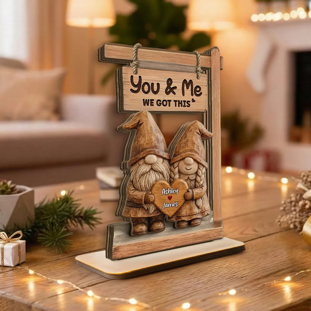 Personalized Gnome Couple Figurine for Couples - Romantic Home Decor Gift Plaque MagicInPrints