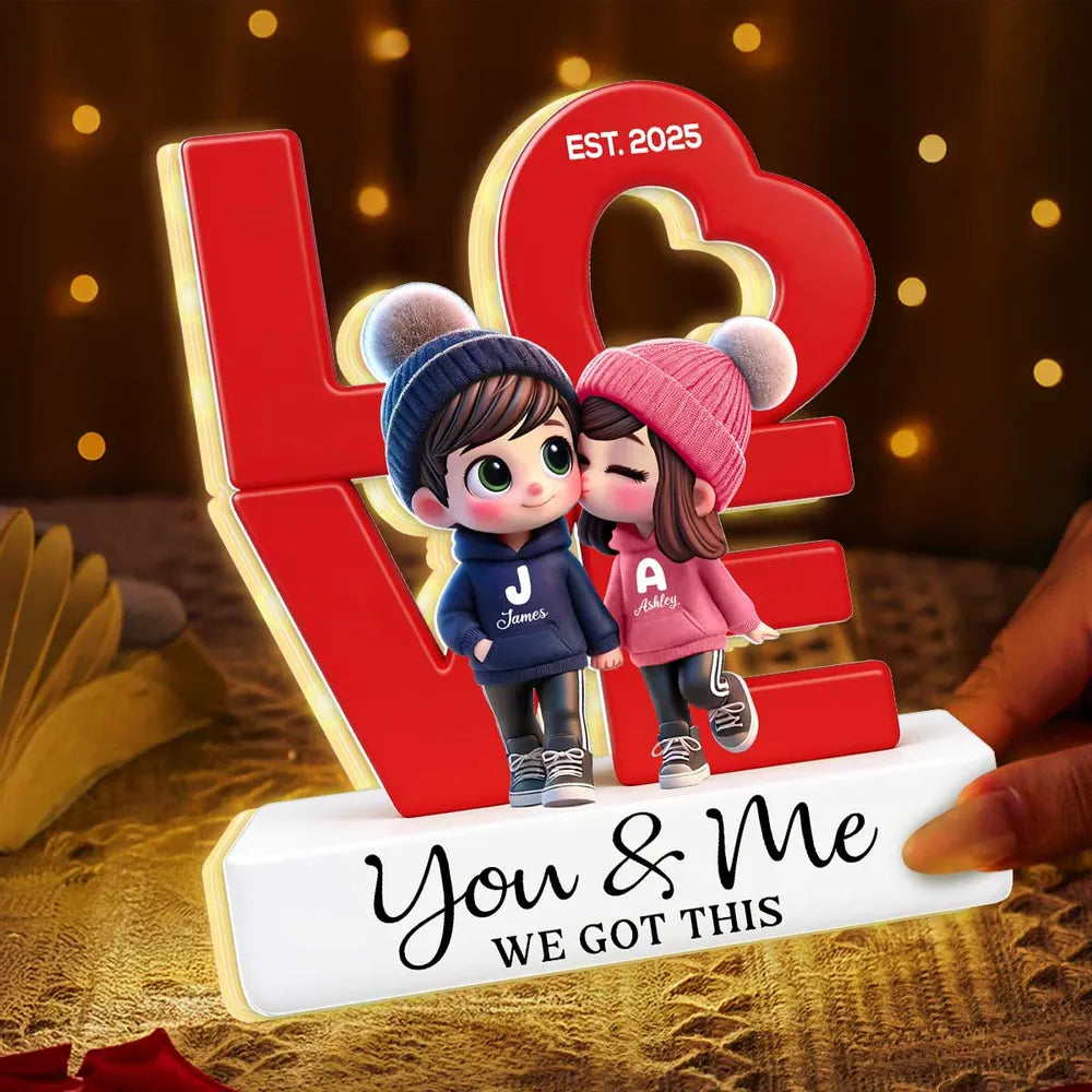 Personalized Couple Figurine Night Light for Lovers - Anniversary Gift Plaque MagicInPrints