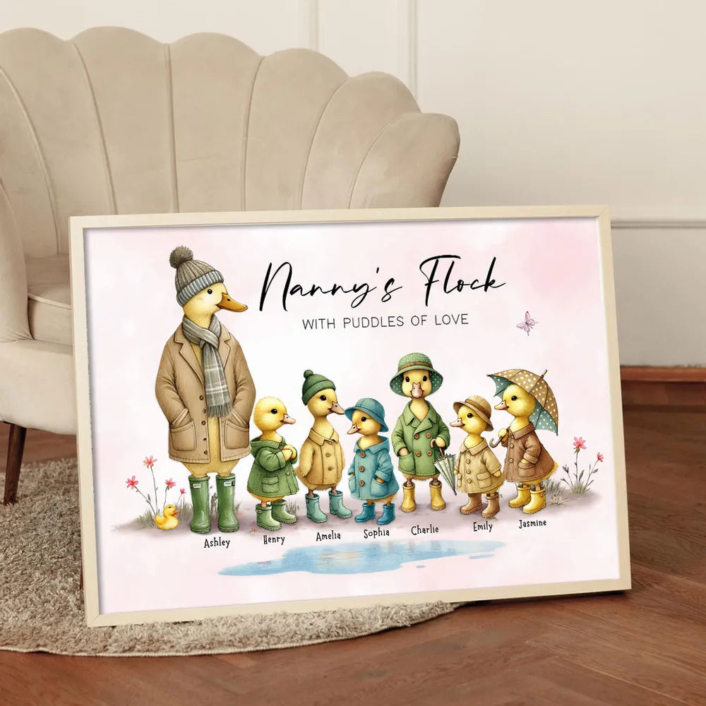 Personalized Family Duck Print for Nanny - Sentimental Gift with Names Poster or Canvas MagicInPrints