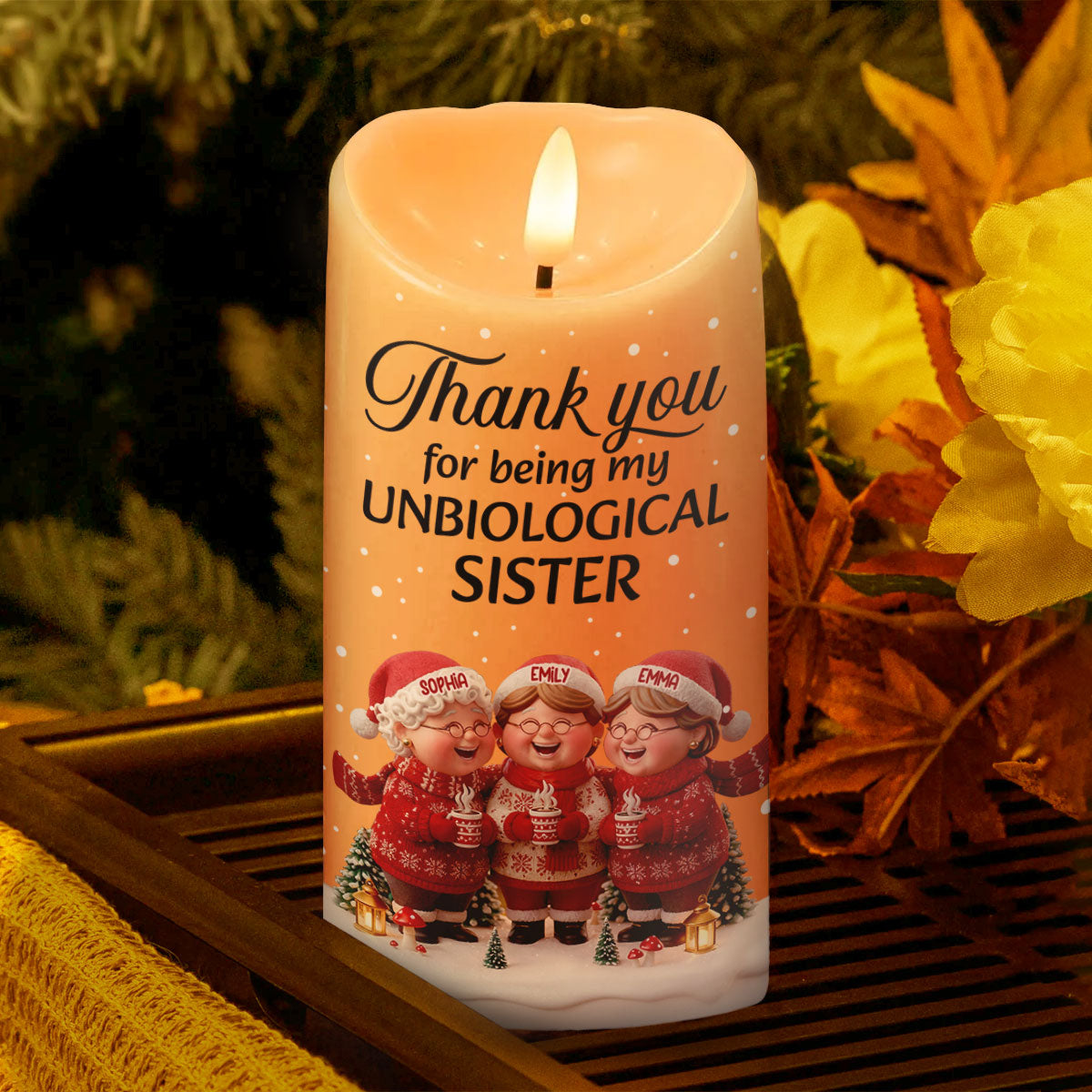 Personalized LED Candle for Best Friend - Sentimental Gift for Unbiological Sister Lamp MagicInPrints