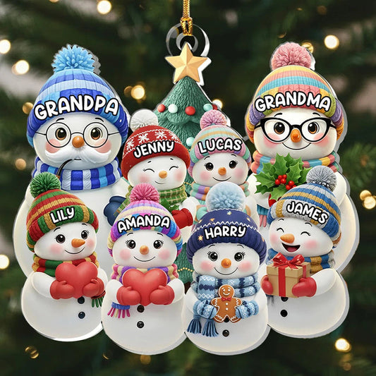 Personalized Family Snowman Christmas Ornament - Holiday Decor Gift Ornament MagicInPrints