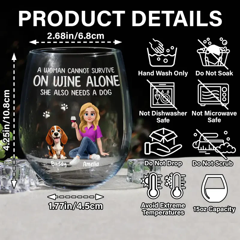 Personalized Wine Glass for Dog Lovers - Funny Gift for Women Cup MagicInPrints