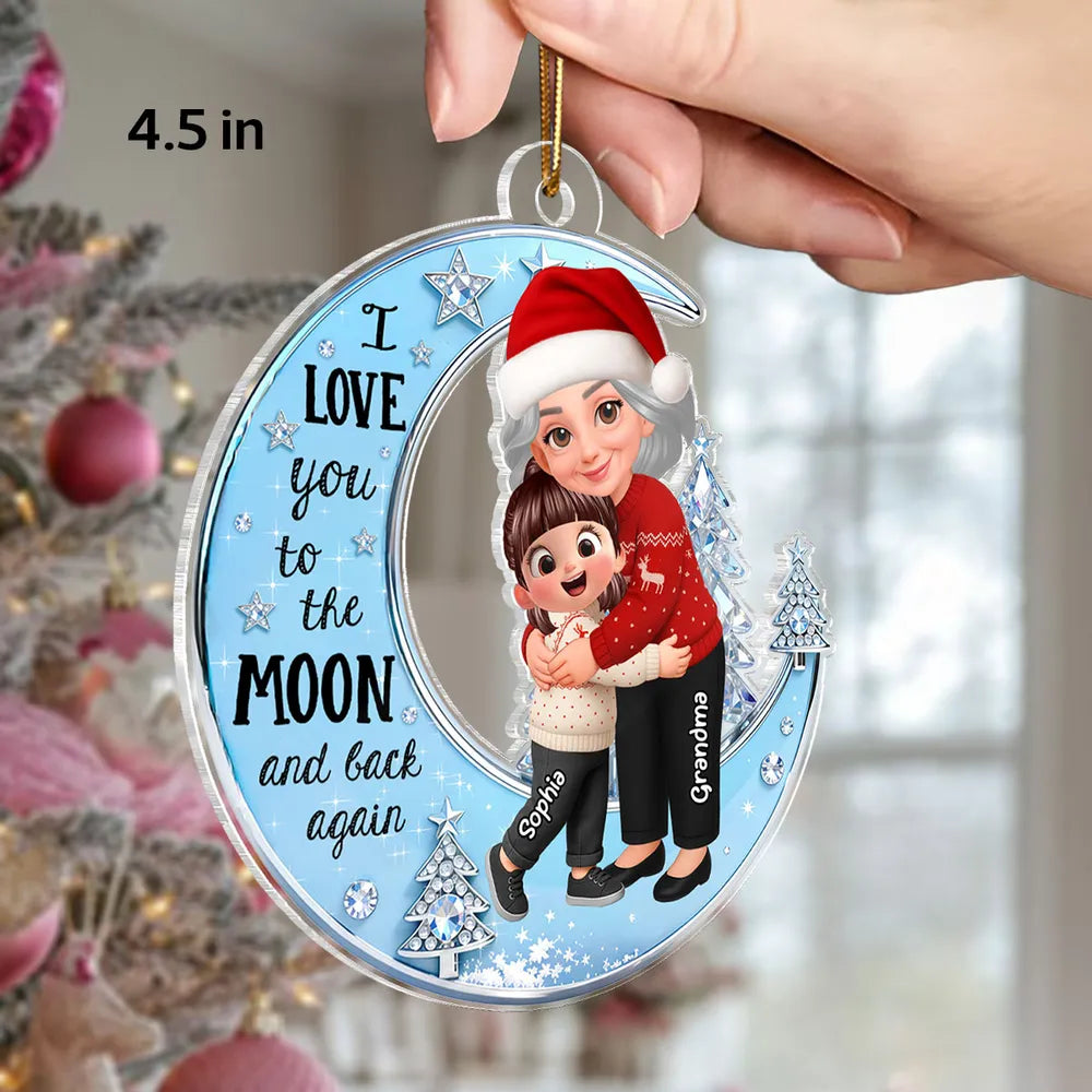 Personalized Christmas Ornament for Grandma and Child - I Love You to the Moon and Back Ornament MagicInPrints