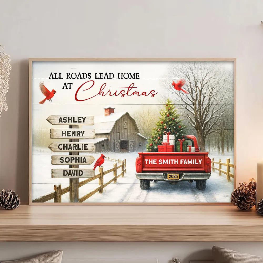 Personalized Christmas Family Canvas Art - Custom Name Holiday Decor Poster or Canvas MagicInPrints