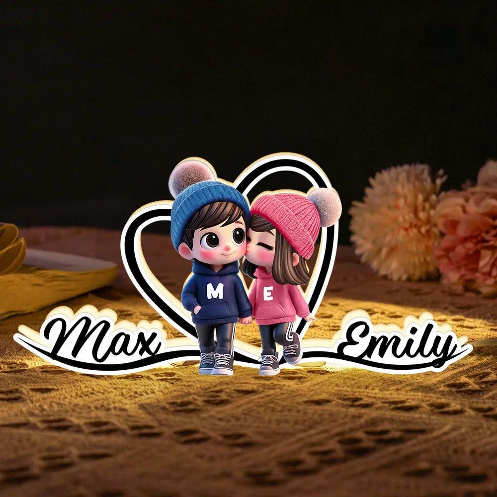 Personalized Couple Figurine LED Lamp for Romantic Home Decor - Perfect Valentine's Gift Plaque MagicInPrints