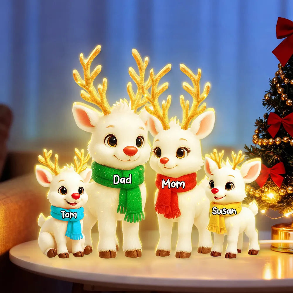 Personalized Reindeer Family Figurines for Christmas - Custom Names Plaque MagicInPrints