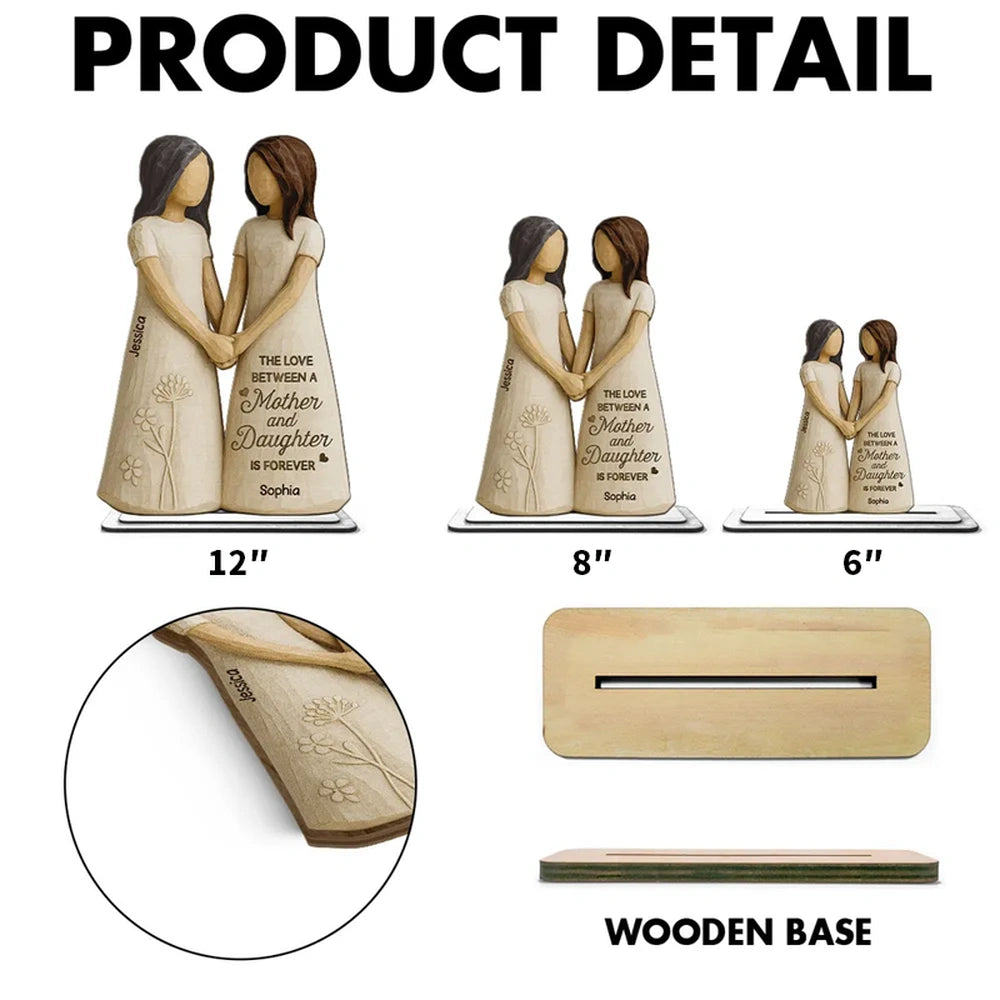 Personalized Mother and Daughter Wooden Sculpture - Sentimental Gift for Family Bonding Plaque MagicInPrints