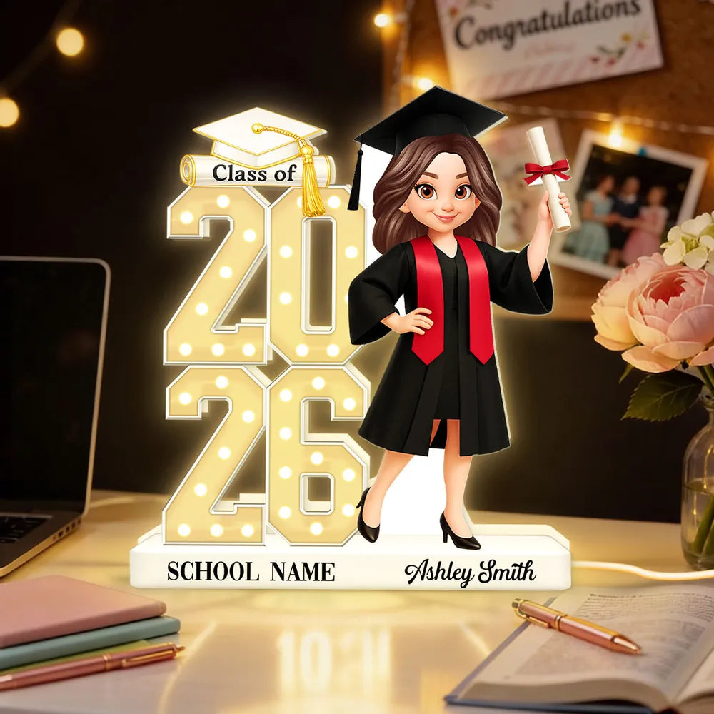 Personalized Graduation Light-Up Display for Class of 2026 - Custom School Name Plaque MagicInPrints