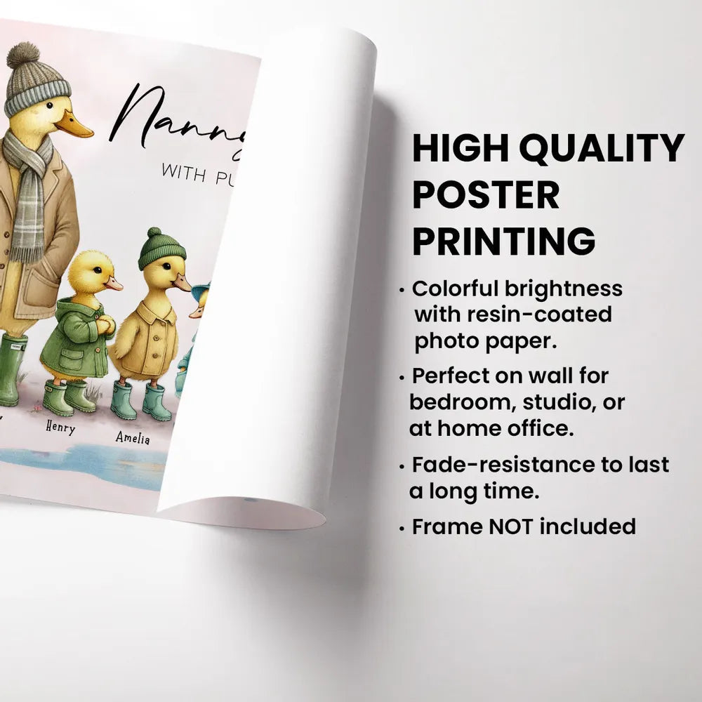 Personalized Family Duck Print for Nanny - Sentimental Gift with Names Poster or Canvas MagicInPrints