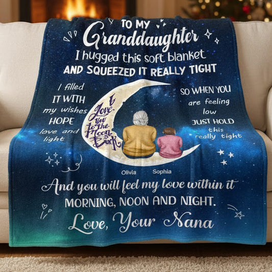 Personalized Granddaughter Blanket - Soft Fleece with Nana's Love Message Pillow or Blanket MagicInPrints