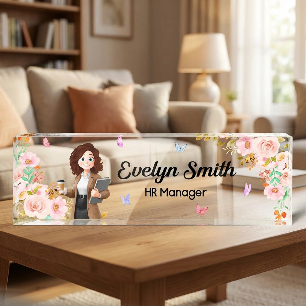 Personalized Acrylic Desk Name Plate for Professionals - Office Decor Gift Plaque MagicInPrints