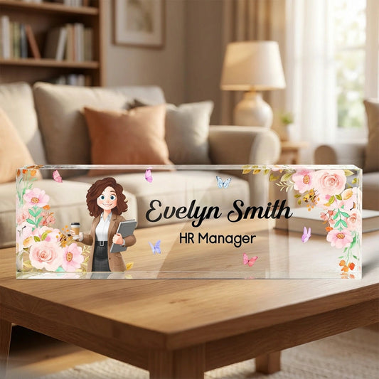 Personalized Acrylic Desk Name Plate for Professionals - Office Decor Gift Plaque MagicInPrints