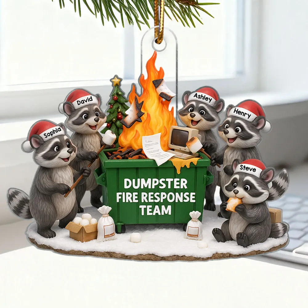 Personalized Raccoon Dumpster Fire Ornament Family Humor Christmas Decor - Holiday Gift Ornament MagicInPrints