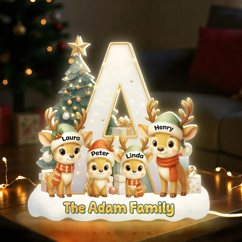 Personalized Family Reindeer Christmas Light Decor - Holiday Home Display Plaque MagicInPrints