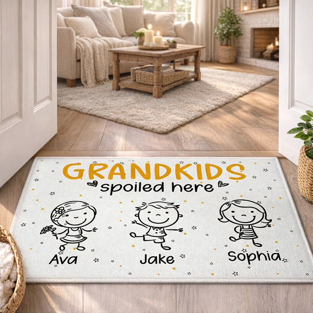 Personalized Grandkids Spoiled Here Door Mat for Grandparents - Custom Names Doormat MagicInPrints