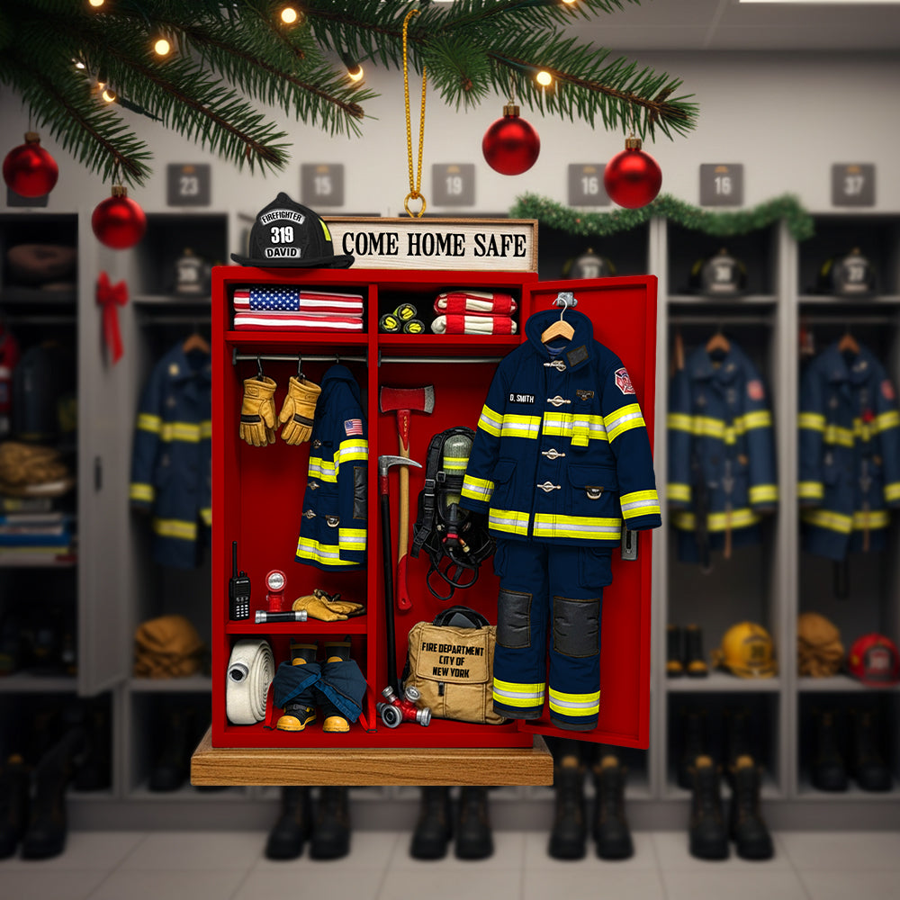 Come Home Safe - Personalized Firefighter Locker Acrylic Ornament Ornament MagicInPrints