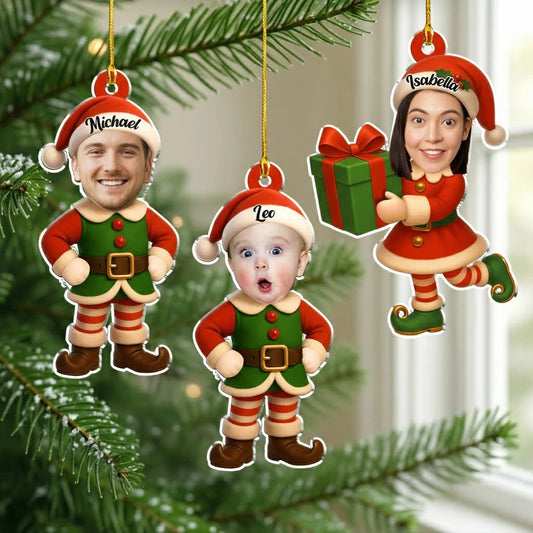 Personalized Elf Family Christmas Ornaments - Custom Photo Gifts for Holiday Decor Ornament MagicInPrints