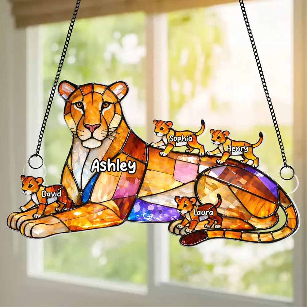 Custom Family Lion Suncatcher for Parents - Personalized Home Decor Ornament MagicInPrints