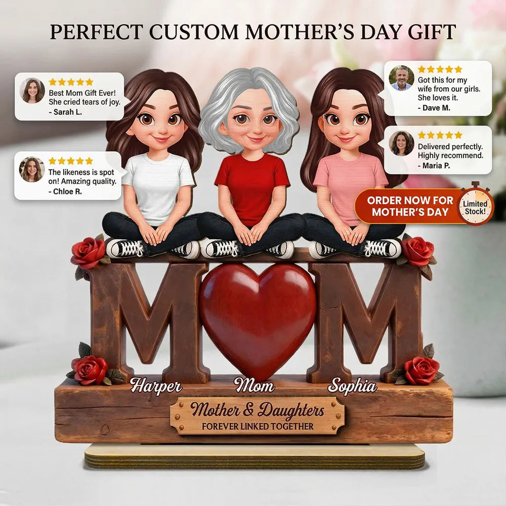Personalized Mother & Daughters Figurine - Sentimental Gift for Family Plaque MagicInPrints