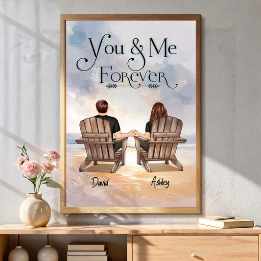 Personalized Couple Beach Scene Wall Art - Romantic Anniversary Gift Poster or Canvas MagicInPrints